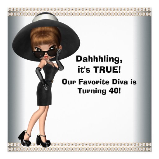 Fun Favorite Diva Womans 40th Birthday Party Custom Invitation