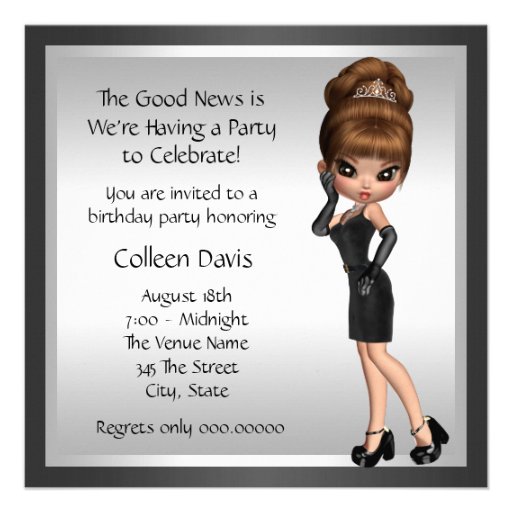 Fun Favorite Diva Womans Black 40th Birthday Custom Announcement