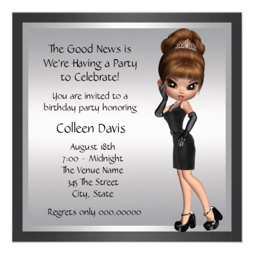 Fun Favorite Diva Womans Black 40th Birthday Custom Invites
