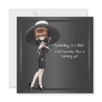 Fun Favorite Diva Womans Black 40th Birthday Party Personalized Announcements