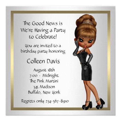 Fun Favorite Diva Womans Black 40th Birthday Party Invitations