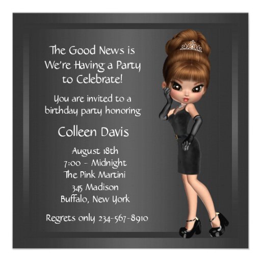 Fun Favorite Diva Womans Black 40th Birthday Party Personalized Announcements