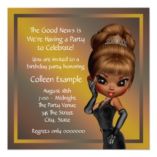 Fun Favorite Diva Womans Black 40th Birthday Party Personalized Announcement