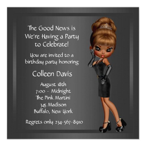 Fun Favorite Diva Womans Black 40th Birthday Party Custom Announcement