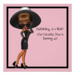 Fun Favorite Diva Womans Black 40th Birthday Party Announcements