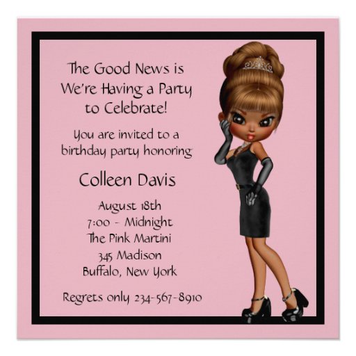 Fun Favorite Diva Womans Black 40th Birthday Party Announcements