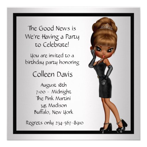 Fun Favorite Diva Womans Black 40th Birthday Party Invitations