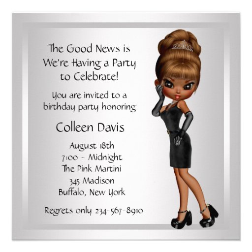 Fun Favorite Diva Womans Black 40th Birthday Party Personalized Announcements