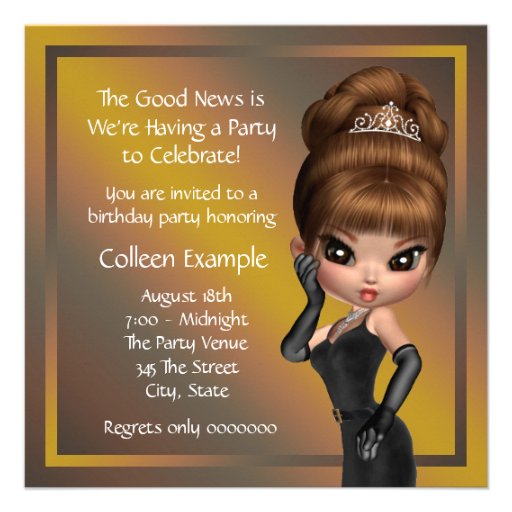 Fun Favorite Diva Womans Black 40th Birthday Party Custom Invites