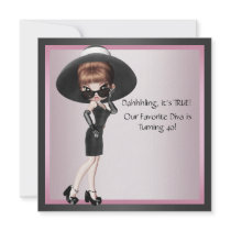 Fun Favorite Diva Womans Pink Black 40th Birthday Announcement