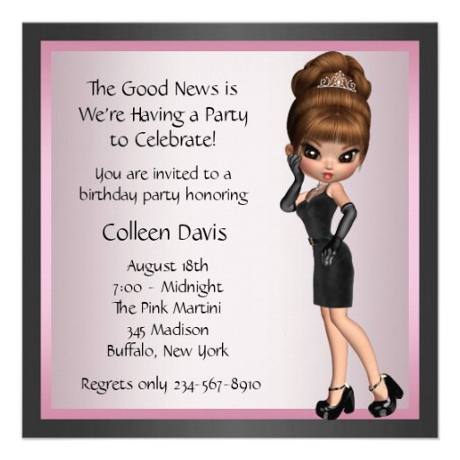 Fun Favorite Diva Womans Pink Black 40th Birthday Announcement