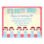 Fun Fifties Girl Party Time Custom Announcements