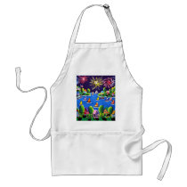 Fun Fireworks 4th Of July Folk Art Apron