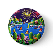 Fun Fireworks 4th Of July Folk Art Buttons