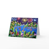Fun Fireworks 4th Of July Folk Art Cards
