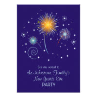 Fun Fireworks New Year's Eve Party Invitations