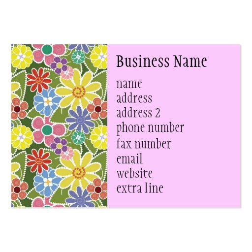 Fun Floral Bright Chubby Business Card (front side)