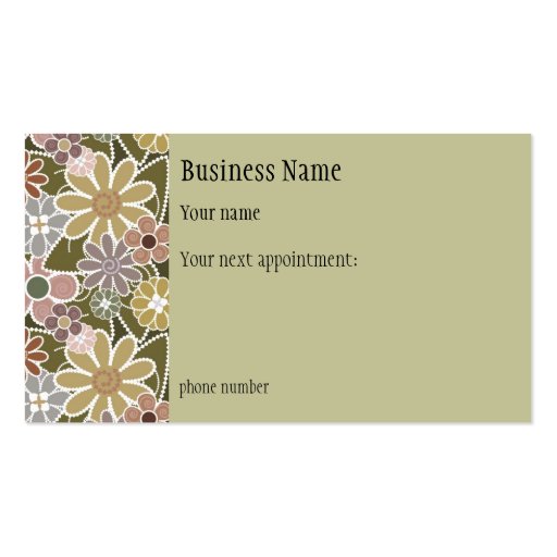 Fun Florals Appointment Card Business Card Template (front side)