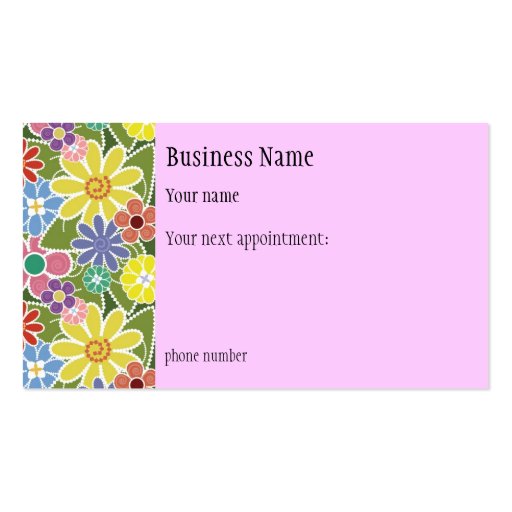 Fun Florals Bright Appointment Card Business Card (front side)