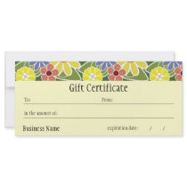 Fun Florals Bright Gift Certificate rack cards by Pen_And_Ink Fun Florals Bright Gift Certificate rack cards
