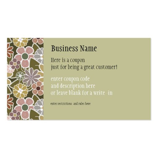 Fun Florals Coupon Business Card (front side)