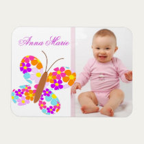Fun "Flower Butterfly" Baby Announcement magnets