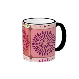 Fun Flower Collage Pink Floral Squares Mug