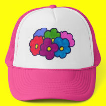 Fun flowers on Pink and White hat