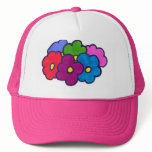 Fun flowers on Pink and White hat Fun flowers on Pink and White hat