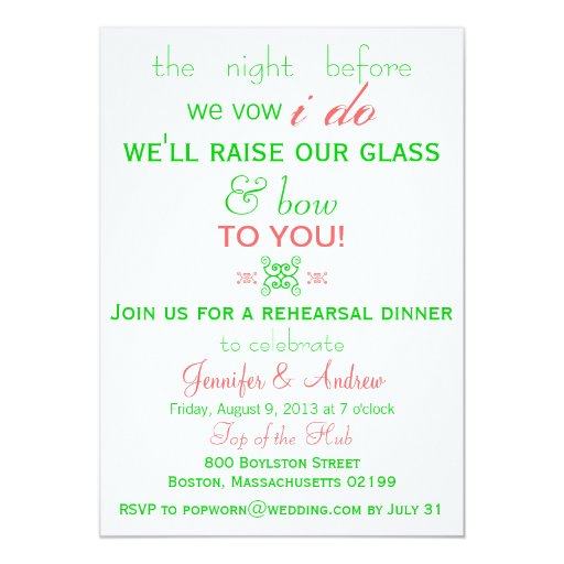 Fun, Fresh Rehearsal Dinner Invitation Mint Green Zazzle