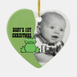 Fun Frog "Baby's First Christmas" Photo Ornaments