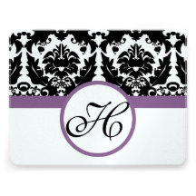 Fun & Funky Heart Damask Grape Trim RSVP Personalized Invite