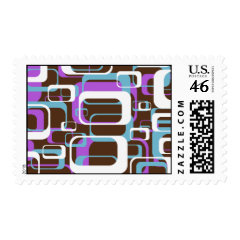 Fun Geometric Squares Purple Brown White Stamp