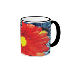 Fun Gerber Daisy Blue Orange Daisies Flower Coffee Mugs