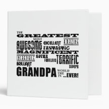 Fun Gifts for Grandfathers : Greatest Grandpa 3 Ring Binder