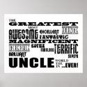 Fun Gifts for Uncles : Greatest Uncle Poster