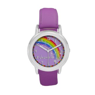 Fun girls rainbow purple name wrist watch
