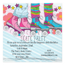 Fun girls Roller Skating birthday party invitation invitations