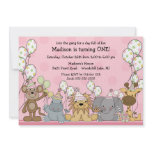 Fun Girls Safari Animals Birthday Custom Invitations