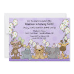 Fun Girls Safari Animals Birthday Personalized Invite