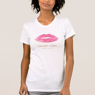 Fun Girly Makeup Artist Pink Sequin Lips T Shirt