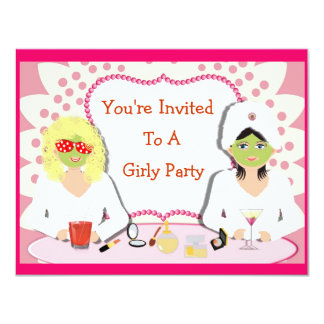 Fun Girly Pamper Party Theme 4.25x5.5 Paper Invitation Card