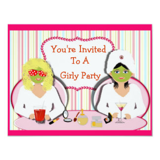 Fun Girly Pamper Party Theme 4.25x5.5 Paper Invitation Card