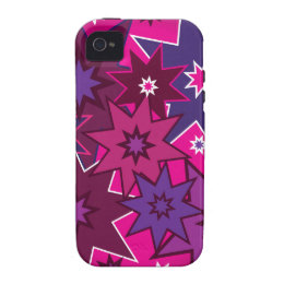 Fun Girly Pink Purple Star Pattern Case-Mate iPhone 4 Cases