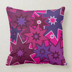 Fun Girly Pink Purple Star Pattern Throw Pillows