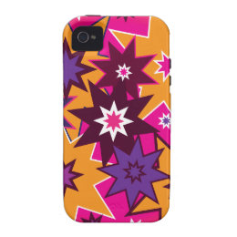 Fun Girly Star Pattern Pink Orange Purple Vibe iPhone 4 Covers