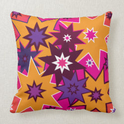 Fun Girly Star Pattern Pink Orange Purple Throw Pillow