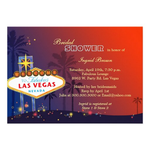 Fun, Glamorous Las Vegas Bridal Shower Invites (front side)