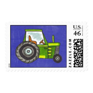 Fun Green Tractor Postage stamp