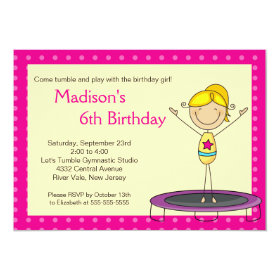 Fun Gymnastics Kids Birthday Party Invitation 5